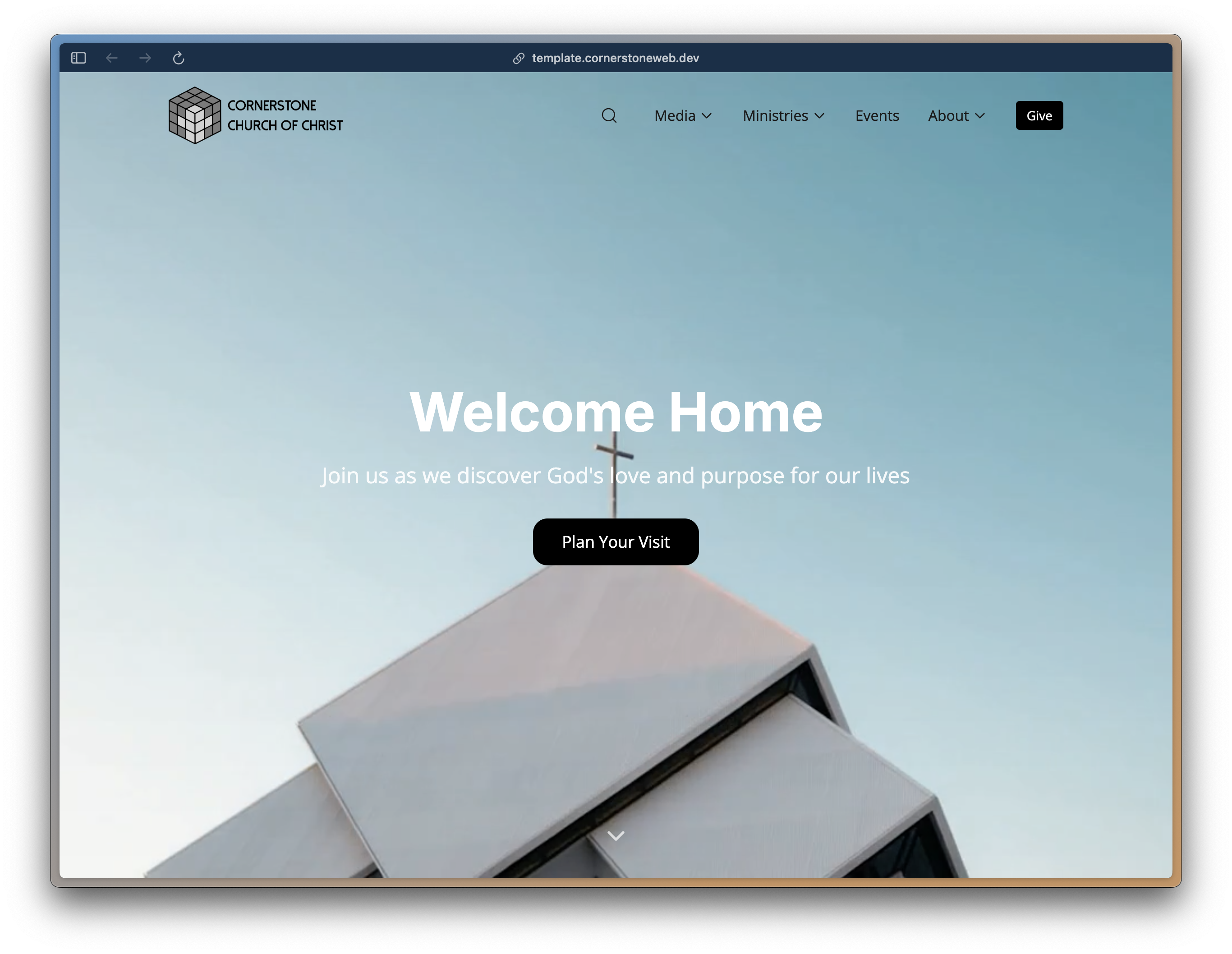 Cornerstone church website — live example